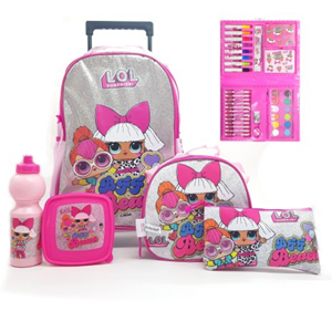 ست 45 در 1 کوله پشتی چرخدار 46 سانتی مدل Trolly Bag - Promotion Items 45 in 1 - LOL Surprise _کوله پشتی